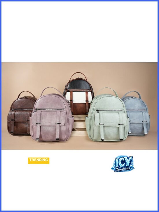 Vegan Leather Mini Backpack Purse for Women, Lightweight Travel Daypack with main image 4